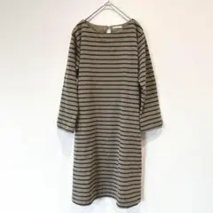 ボーダーワンピース 長袖 チュニック カジュアル 膝丈 春