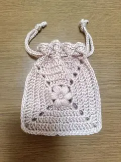 お花の編み物ミニ巾着