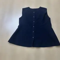 ネイビー ボタン付き ノースリーブベスト Mサイズ