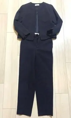 Simplicite ダークネイビー ラメ入りツイードジャケット・パンツセット