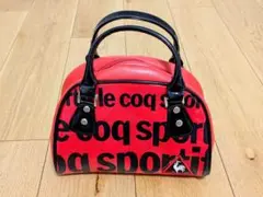 ルコック カートバッグ 赤黒 エナメル 合皮 内ポケット付 ゴルフ