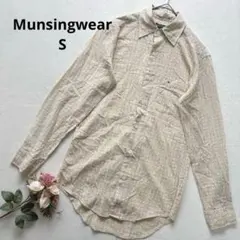 マンシングウェア ライトイエロー 幾何学模様 長袖シャツ S 薄手