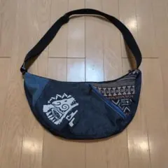 エスニック柄ショルダーバッグ ダークブルー