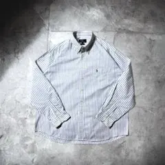 古着 ポロ ラルフローレン ワンポイント オックスフォードストライプシャツ XL
