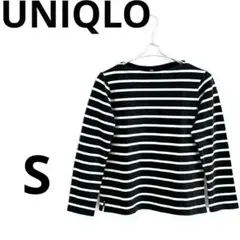 UNIQLO ボーダーボートネックT（長袖）ブラックS