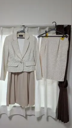 アイボリー ジャケット スカート ワンピース　セット　11号　3点セット