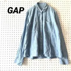GAP デニムシャツ 長袖 M リネンコットンブレンド カジュアル ベーシック