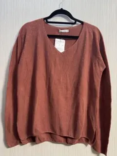 FABRIC'S　Vネックセーター　テラコッタ　薄手　ニット