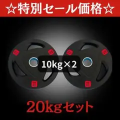 ☆最安☆限定価格☆10kg×2枚 バーベルプレート 20kg オリンピックバー
