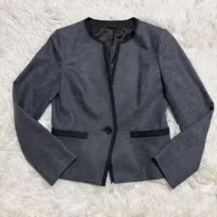 ANAYI ノーカラージャケット ダークグレー サイズ38 ウール93%