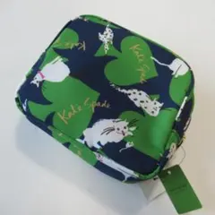 ケイトスペードニューヨーク新品グリーン / ネイビー ポーチ 猫 ネコ