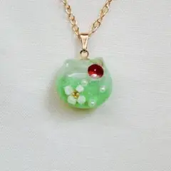 No.9メロンソーダなアリッサムの猫ネックレス②