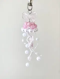 ‹クラゲ・ピンク›ハンドメイド(ビーズ)