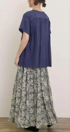 サマンサモスモススカート　インドボイル柄アソートスカート　チャコールグレー