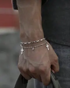 【ラスト1点】シルバー クロスチャーム ブレスレット