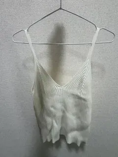H&M ホワイトリブタンクトップ EUR XL