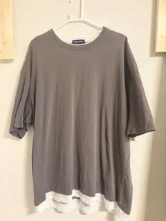 韓国　レイヤード風ビッグシルエットTシャツ