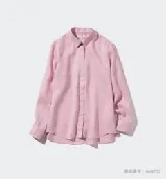 UNIQLO プレミアムリネンシャツ ピンク 長袖シャツ