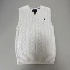 美品　Polo Ralph Lauren ケーブルニットベスト ホワイト