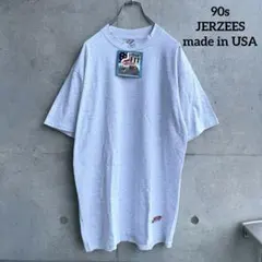90年代 USA製 JERZEES 無地 Tシャツ 霜降りグレー 刺繍ロゴ