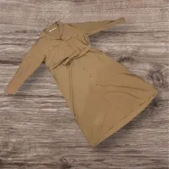 ユニクロ　長袖シャツワンピース　ロング　ベージュ　春夏　Lサイズ