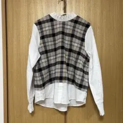 ZARA チェック柄ドッキングブラウス