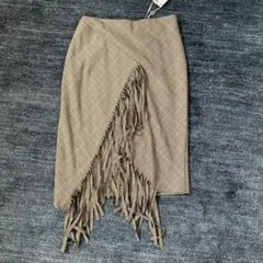 SANDRO FERRONE チェック柄フリンジタイトスカート TG. 40