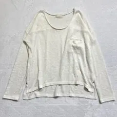 アングリッド/薄手ニット/レイヤード風/長袖/ポケット付/生成り/春秋向け/F