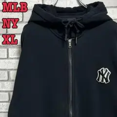 《美品》MLB☆ニューヨーク・ヤンキース ジップアップパーカー XL ブラック