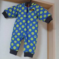 【美品】SPROUT フード付きロンパース 青・緑水玉