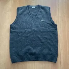 【美品】ラコステ LACOSTE Vネック ニット ベスト グレー