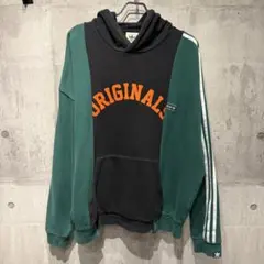 adidas ORIGINALS パーカー 切替 ブラック×グリーン
