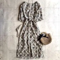 美品 ダーマコレクション 総柄 シフォンワンピース ロング 洗える