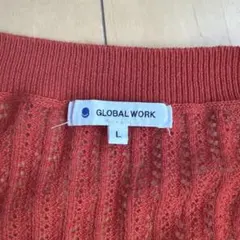 GLOBAL WORK 透かし編みカーディガン レッド Lのサムネイル