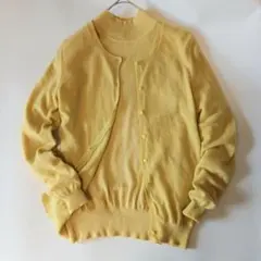 カシミヤ100 洗える ハイネック カーディガン アンサンブル M 希少カラー