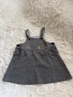 ❣️ファミリア//familiar❣️刺繍付きグレーのジャンパースカート 90cm