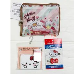 しまむら　サンリオハローキティ　エコバッグ　コンパクトミラー　ヘアクリップセット