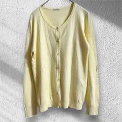 グラシア カーディガン　クルーネック　パステルカラー　イエロー　春　Lサイズ