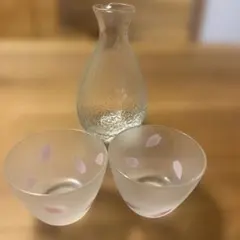 桜模様のガラス酒器セット