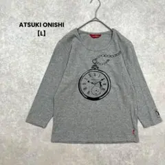 ATSUKI ONISHI プリントTシャツ　グレー【L】7分袖　カジュアル