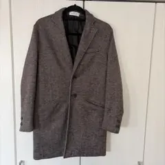値下げ‼️JUN CLUB ヘリンボーン チェスターコート グレー　サイズM