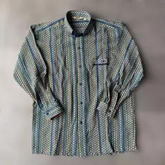 Excellent Bonton　レトロデザインシャツ　ポリシャツ　ストライプ