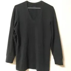 ユニクロ ヒートテックコットンVネックT 極暖 (九部袖)ブラック S