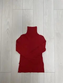 タートルネック リブニット レッド M