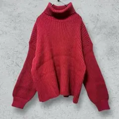 フューティアランド/オーバーサイズ/長袖ニット/プルオーバー/大人可愛い/レッド