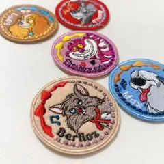 ディズニー　いぬねこ　キャラクター刺繍ステッカー　シール　セリア　5種