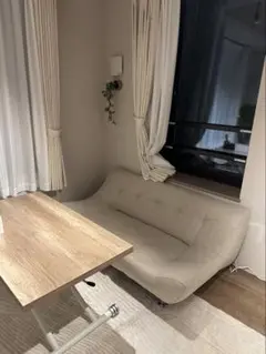 ベージュ　ワイドソファ