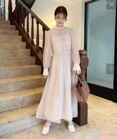 ナイスクラップ オケージョン ドレス 二次会 ワンピース ピンクベージュ