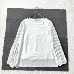 ザラ/EUR XS/白/プリーツスリーブブラウス/長袖/シアー袖/春秋/トップス