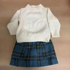 プティマイン　90 セットアップ　スカパン　セーター　ホワイト　長袖